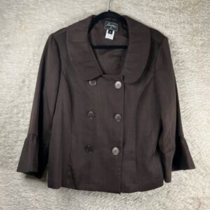 Sweet Womens‎ Double Breasted Suit Jacket Blazer Brown Bell Sleeves Buttons 16